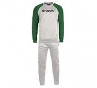 TUTA ITALIA UOMO 103 IN FELPA CON CAPP. E BANDA GRIGIO MELANGE CHIARO/VERDE Tg. S