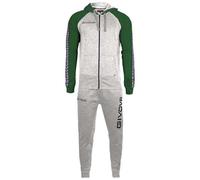 TUTA ITALIA UOMO 103 IN FELPA CON CAPP. E BANDA GRIGIO MELANGE CHIARO/VERDE Tg. XS