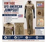 Tuta Jumpsuit UFO Vintage 60s 70s Racing Pit Coverall Tan Cotone 100%