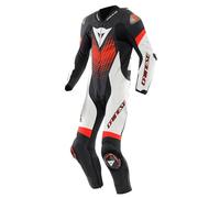 Dainese Laguna Seca 6, tuta in pelle 1pz. traforata 50 male Nero/Bianco/Rosso Fluo