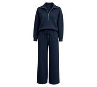 Tuta Lounge Set Per Le Donne Mezza Zip A Costine Texture Tute | Set tuta da donna con mezza zip pullover a coste Texture a gamba larga pantaloni a due pezzi