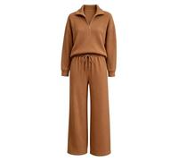 Tuta Lounge Set Per Le Donne Mezza Zip A Costine Texture Tute | Set tuta da donna con mezza zip pullover a coste Texture a gamba larga pantaloni a due pezzi