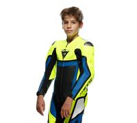 Tuta minimoto bambino pelle intera estiva Dainese Gen-Z Junior traforata Giallo Fluo Azzurro Nero
