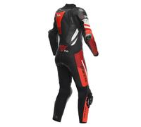 Tuta moto donna pelle estiva Dainese MISANO 3 PERF. D-AIR® Nero Rosso Rosso fluo