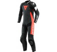Tuta moto pelle intera Dainese TOSA traforata Nero Rosso Fluo Bianco 50