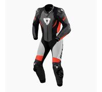 Tuta moto pelle intera Revit Control Nero Neon Rosso