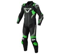 Macna Armadyl Tuta in pelle da moto monopezzo traforata, nero-bianco-verde, taglia 58 per maschi