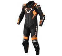 Macna Armadyl Tuta in pelle da moto monopezzo traforata, nero-bianco-arancione, taglia 48 per maschi