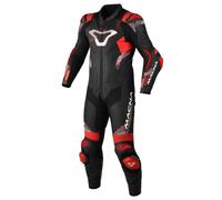 Macna Armadyl Tuta in pelle da moto monopezzo traforata, nero-bianco-rosso, taglia 58 per maschi