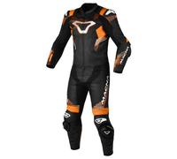 Macna Armadyl Tuta in pelle da moto a due pezzi traforata, nero-bianco-arancione, taglia 50 per maschi