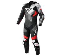 Macna Ignite Tuta in pelle da moto monopezzo traforata, nero-bianco-rosso, taglia 46 per maschi