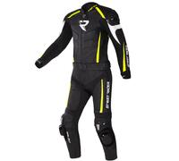 Tuta moto Street Racer Fast Track 2 nero-bianco-giallo fluo Saldi 58
