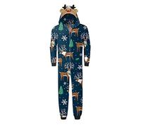 Tuta natalizia casual per genitori, bambini, pigiama con stampa a testa di cervo, accogliente homewear in stile papà, con berretto abbinato, multicolore, L