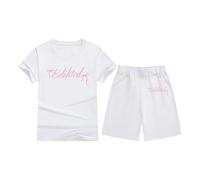 Tuta Neonato 2 Pezzi Abbigliamento Set per Bambini Estivi Estate Vestiti Outfit Il Tempo Libero Stampa Righe Estive T Shirt Manica Corta e Pantaloncini Ragazze 1-4 Anni