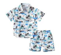 Tuta Neonato 2 Pezzi Coordinato Estivo Neonata Estiva Outfit T-Shirt e Pantaloncini Set Spiaggia con Bretelle Short Elastici Vita Alta Regalo Ragazzi per Compleanni