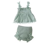 Tuta Neonato 2 Pezzi Tessuto Traspirante Completivi da Bambina Estivi Set Spiaggia con Bretelle Casual Mare Abbigliamento Estivo per Ragazze 1-4 Anni