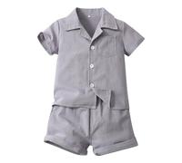 Tuta Neonato 2 Pezzi,Tinta Unita Abbigliamento Set Dinosauro Stampa 2pcs Vestiti Bimbo Completini e Coordinati Gentiluomo Cotone Lino Maglietta Pantaloncini per Festa Casual Taglie da 6 a 14