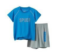Tuta Neonato 2 Pezzi Tinta Unita Abbigliamento Set Unisex+Pantaloncini Tessuto Traspirante T-Shirt Maniche Corte Ricamate Short Elastici Vita Alta Taglie da 6 a 14 Anni