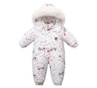 Tuta Neonato Invernali Piedi Inverno Tutina Cappuccio, Addensare Caldo Pigiama Snowsuit Romper Invernale da Bambina per Spesso Neve Unisex Kids