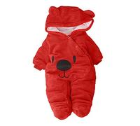 Tuta Neve Neonato Inverno con Cappuccio Manica Lunga Cappotto Neonato Spessa Spesse e Calde Caldo Pagliaccetto Bambina Flanella Antivento Tutina All'aperto Carino Orso Tuta da Neve (Red, 6-9 Months)