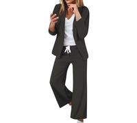 Tuta Oversize Donna Set Da Cerimonia Aperto Davanti Colletto Manica Lunga Completo Ufficio Casual Taglie Forti Complete Due Pezzi Giacca E Pantaloni Tuta Da Cocktail Comoda Per Business E Matrimoni