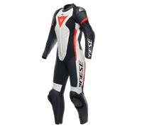 Tuta Pelle Donna Dainese GROBNIK 1PC Perforata Nero/Bianco/Rosso Fluo