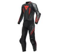 Dainese Laguna Seca 5, tuta in pelle 2pz. traforata 48 male Nero/Grigio/Rosso Fluo