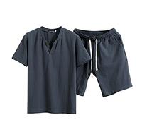 Tuta per il tempo libero da uomo, senza stiratura, da palestra, alla moda, da uomo, con stampa larga, comoda, in cotone, pantaloni corti, leggeri, sportivi, con lettere, set da due pezzi