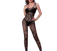 Tuta Rete Donna Rosso Donna Capodanno Tutina Tearable Sexy Net Clothes Set Bikini Donna Camicia da Notte Rossa Sexitois per (Black, One Size)