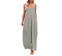 Tuta Salopette Donna Estiva Ragazza Pagliaccetto Moda Pantaloni Bavaglino Jumpsuit Hippie Cinturino Eleganti Cotone Lino Pagliaccetti Sling Senza Maniche Pantaloni Sciolto Pagliaccetti Overall