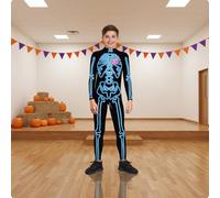 Tuta Scheletro Fluorescente Comodo per Festa in Maschera, Bambini