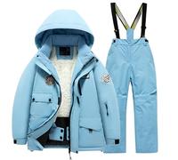 Tuta Sci Bambini Pile Giacca Pantaloni Invernali Windbroof Snowboard Unisex Tuta Neve Calda Bambini Ragazzi Ragazze Abbigliamento Esterno Autunno Inverno Comodo Bambino Bambina (Light Blue, 6-8 Years)