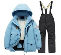 Tuta Sci Bambini Pile Giacca Pantaloni Invernali Windbroof Snowboard Unisex Tuta Neve Calda Bambini Ragazzi Ragazze Abbigliamento Esterno Autunno Inverno Comodo Bambino Bambina (Black, 8-10 Years)