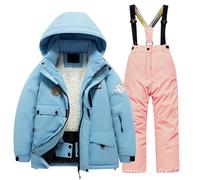 Tuta Sci Bambini Pile Giacca Pantaloni Invernali Windbroof Snowboard Unisex Tuta Neve Calda Bambini Ragazzi Ragazze Abbigliamento Esterno Autunno Inverno Comodo Bambino Bambina (6-8 Years)