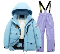 Tuta Sci Bambini Pile Giacca Pantaloni Invernali Windbroof Snowboard Unisex Tuta Neve Calda Bambini Ragazzi Ragazze Abbigliamento Esterno Autunno Inverno Comodo Bambino Bambina (Purple, 6-8 Years)