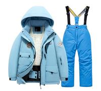 Tuta Sci Bambini Pile Giacca Pantaloni Invernali Windbroof Snowboard Unisex Tuta Neve Calda Bambini Ragazzi Ragazze Abbigliamento Esterno Autunno Inverno Comodo Bambino Bambina (Blue, 10-12 Years)