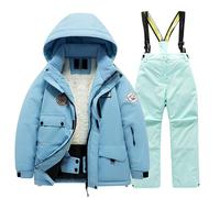 Tuta Sci Bambini Pile Giacca Pantaloni Invernali Windbroof Snowboard Unisex Tuta Neve Calda Bambini Ragazzi Ragazze Abbigliamento Esterno Autunno Inverno Comodo Bambino Bambina (Green, 8-10 Years)