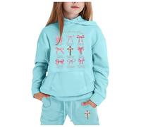 Tuta Sportiva Bambina Bambino,2 Pezzi Abbigliamento da casa Top+Pantalone per Ragazze Abito Chic Ed Elegante Felpa con Zip/Pullover Moda Manica Lunga Primavera Completo Set