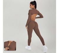 Tuta sportiva, bellissima tuta con schiena scoperta, tuta a maniche lunghe, tuta sportiva per fitness, tuta da yoga, tuta casual e comoda, body modellante L,M,S,XLBlocchi di coloreTessuto in maglia