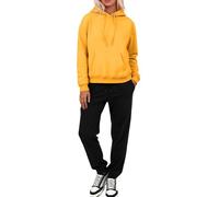 Tuta sportiva da donna, 2 pezzi, taglie grandi, basic, in due pezzi, da jogging, con cappuccio, in vita elasticizzata, da jogging, da donna, per lo sport, giallo., M