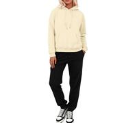 Tuta sportiva da donna, 2 pezzi, taglie grandi, basic, in due pezzi, da jogging, con cappuccio, in vita elasticizzata, da jogging, da donna, per lo sport, Giallo chiaro, M