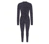Tuta sportiva da donna a due pezzi, con colletto alto, stampa leopardata, maniche lunghe, zip, e leggings, adatta per la primavera e l'autunno L,M,S,XL,XXLGraficoPoliestere