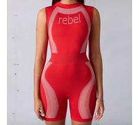 Tuta sportiva da donna, outfit per il ritorno a scuola, laurea, stile Y2K, tuta in maglia rossa senza cuciture, adatta per boxe, danza, corsa, allenamento, yoga, palestra, compressione, colore rosso c