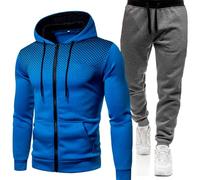 Tuta Sportiva Da Uomo 2 Pezzi - Giacca Felpa Con Cappuccio A Maniche Lunghe E Pantaloni Da Jogging - Suit Felpata Da Ginnastica Invernale - Abbigliamento Sportivo Completo