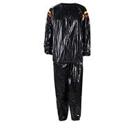 Tuta sportiva da uomo, colore nero, da donna, in 2 pezzi, per sauna, per dimagrire, unisex, girocollo, per jogging, atletica, tuta da corsa, tuta con elastico in vita, Nero , 4XL