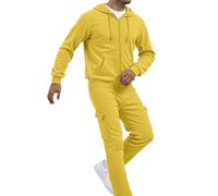 Tuta Sportiva Da Uomo jogging Set Slim Fit Tinta Unita Pullover Felpa con Cappuccio e Pantaloni Ragazzi Uomi