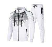 Tuta sportiva da uomo, slim fit, tuta sportiva da uomo, 3 pezzi, per il tempo libero, con stampa tuta da jogging, autunno e inverno, tuta fitness in velluto, con cappuccio, set sportivo per attività