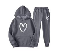 Tuta Sportiva Donna Completa Complete da Casual Tute Ginnastica Elegante Invernale Felpa in Pile Calda Pullover Senza Cappuccio E Jogging Pantaloni Tutta Casa Taglie Forti Completo Tracksuit Sportwear