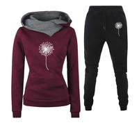 Tuta Sportiva Donna Completa Invernale 2 Pezzi Completa Set Felpa Giacca e Pantalone Elegante Morbida Tracksuit da Fitness con Tasca Taglie Forti Tute con Stampa Curvy per Training Jogger Trekking