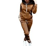 Tuta Sportiva Donna Completa Set da Salotto Ginnastica Maniche Lunghe Fitness Cotone felpa con cappuccio a Oversize Pantalone Gamba Larga Autunno Workout Outfit Tempo Libero Yoga Sportswear